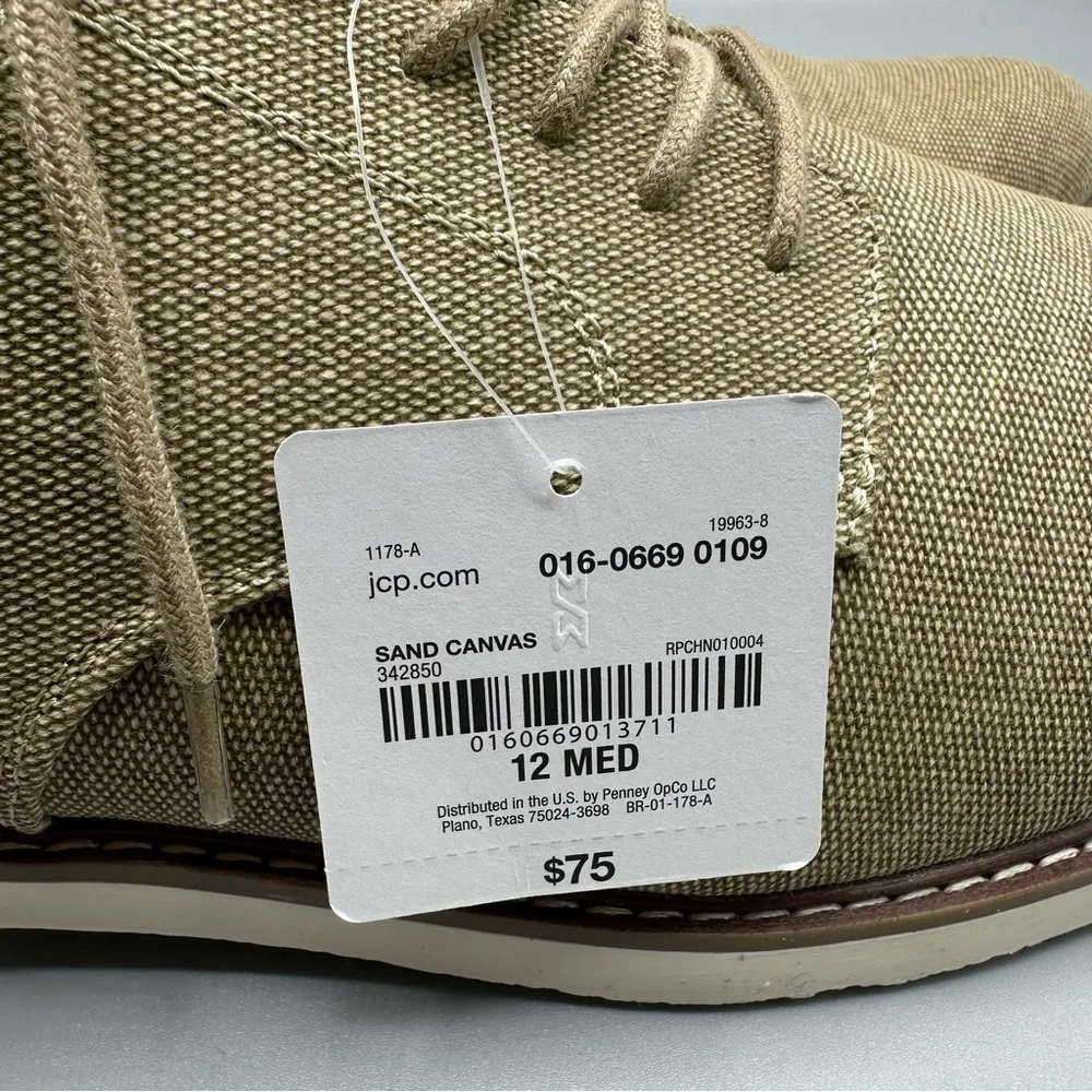Mutual Weave Memory Foam Dress Sand Canvas Shoes Men’s Size 12 M